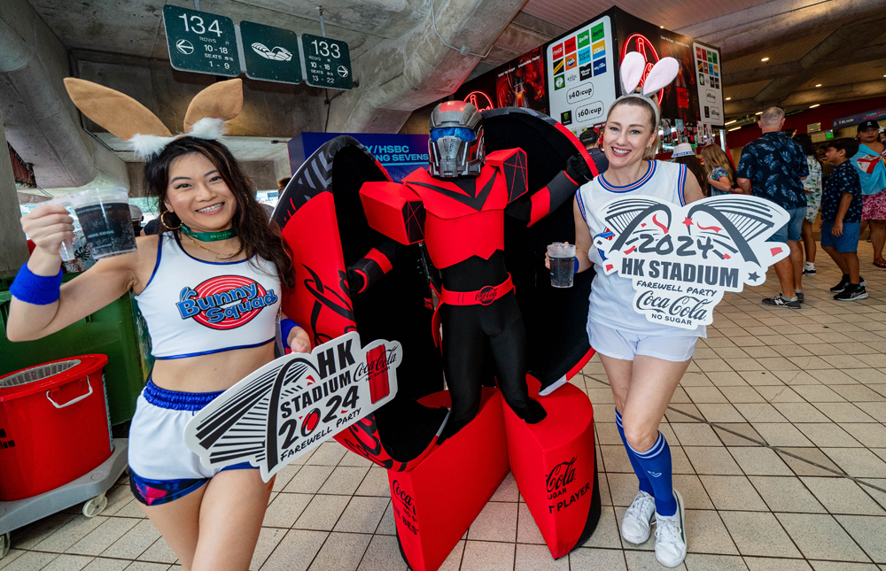Our rugby mascot interacted with the crowd.