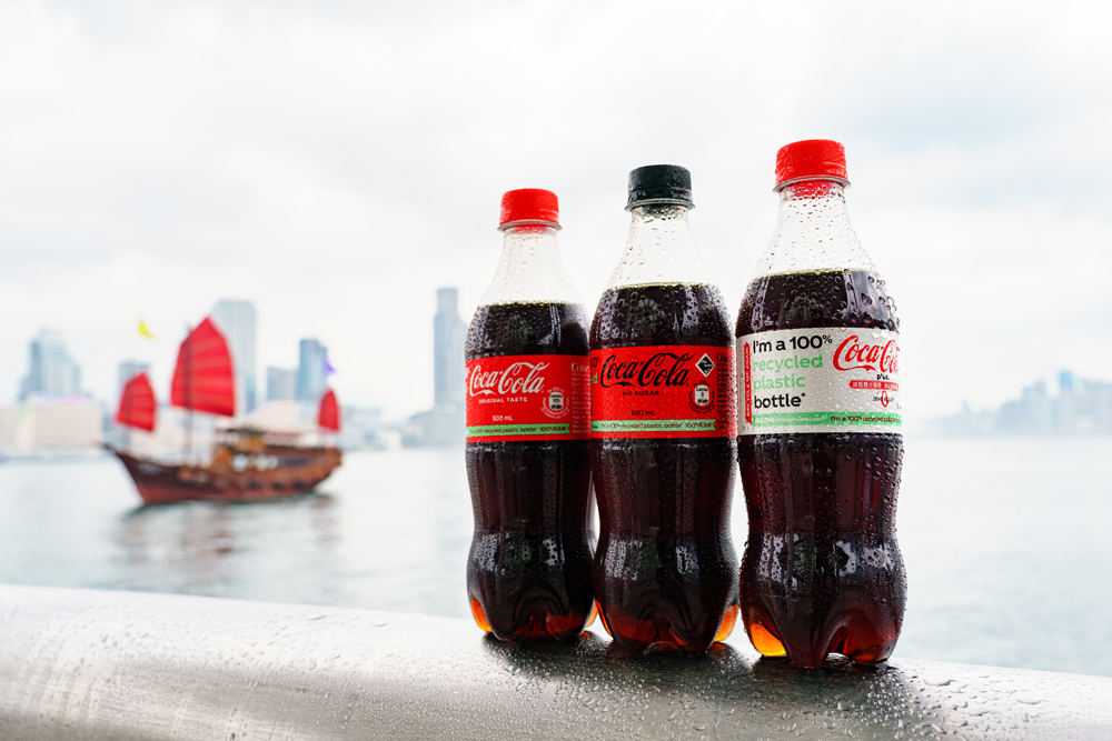 All 500ml Coca-Cola® Trademark brands are now available in 100% rPET* bottles in Hong Kong.